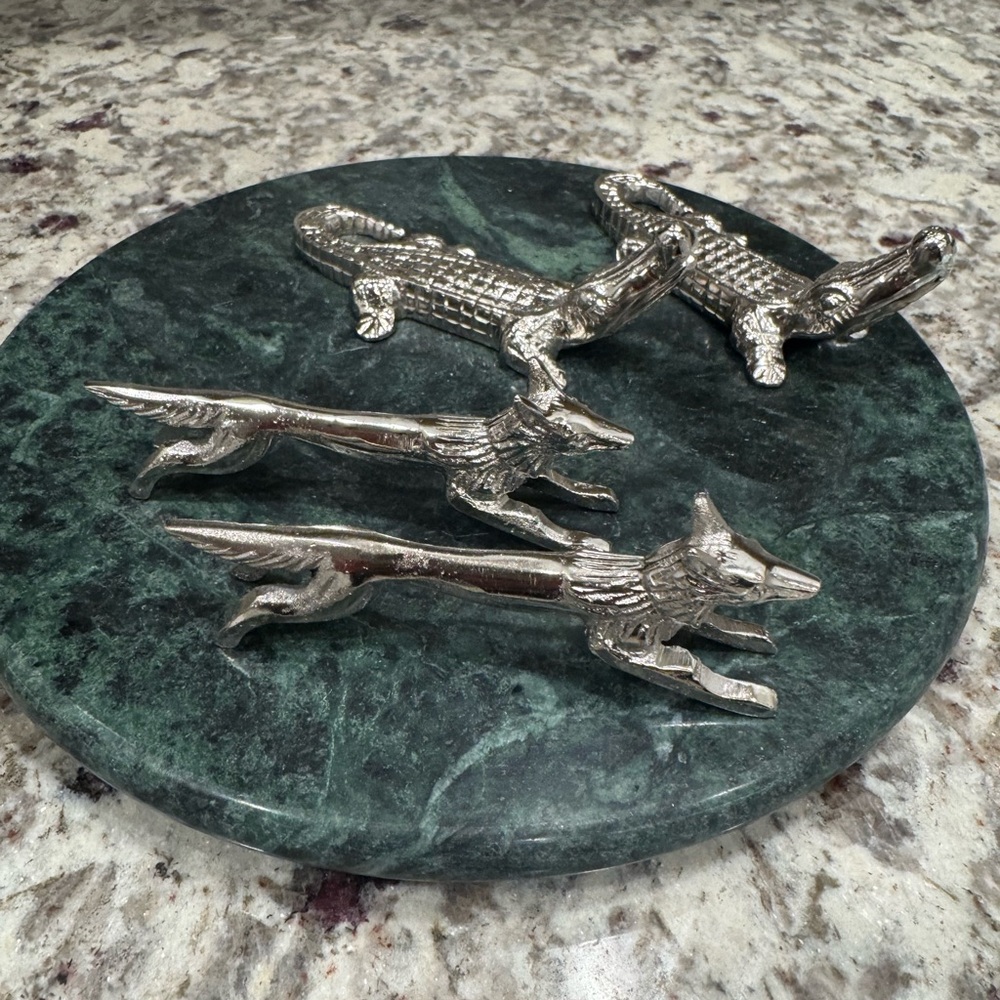 Silver Aninals (Fox and alligator) fork and spoon rests